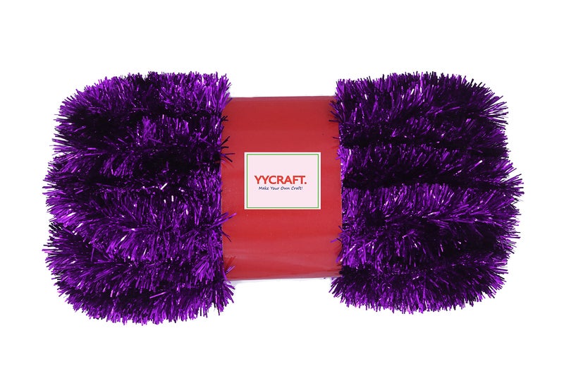 YY كرافت YYCRAFT 15 ياردة (45 قدمًا) طول تجاري من رقائق معدنية سميكة بهرج عيد الميلاد إكليل عيد الميلاد الكلاسيكي (أرجواني) - Image 1